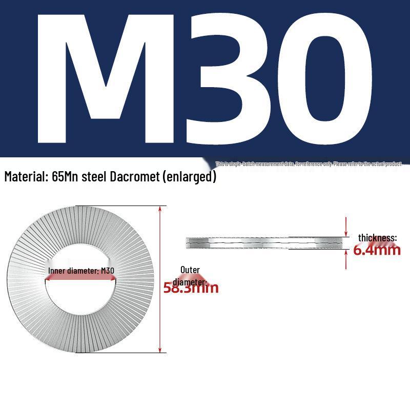 DIN25201 304 Stainless Steel Self-Locking Double Stack Washer, 65Mn Manganese Anti-Loosening, Double-Sided Tooth Layer.