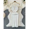 French Style Temperament Knitting Vest Suspender Skirt 2024 Summer Women's Fancy Sleeveless Waist Slim Looking Sheath Dress