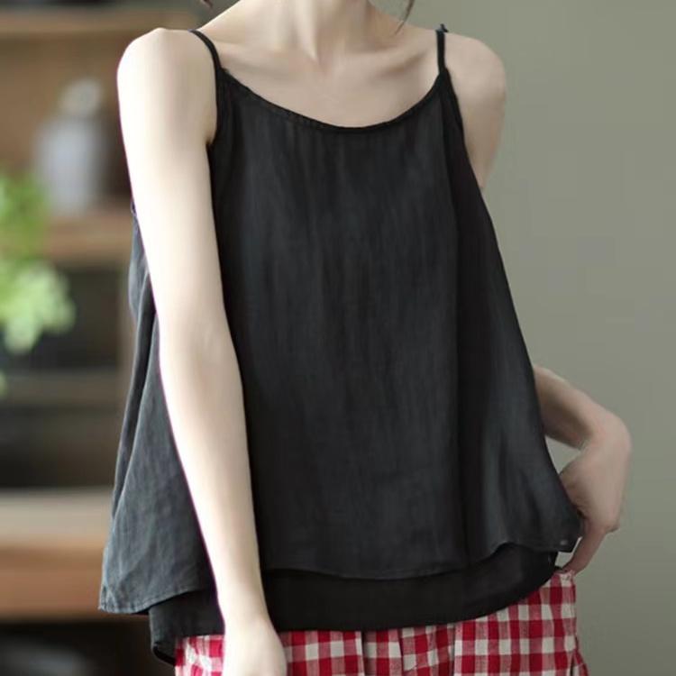 Women's Linen Camisole Vest Casual Ramie Thin Inner Top