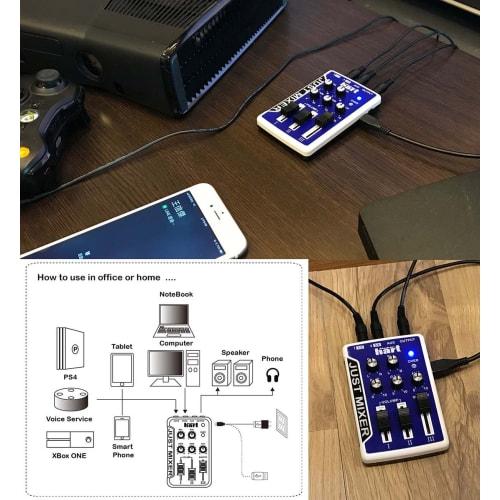 Maker Hart Just Mixer Stereo 3-Input Audio Mixer/Battery and USB Powered (Orange)