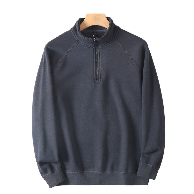 Original Export Surplus, Cut Label, Thickened and Fleece-Lined Men's Autumn and Winter Warm Half-Zip Stand Collar Casual Sweatshirt Jacket