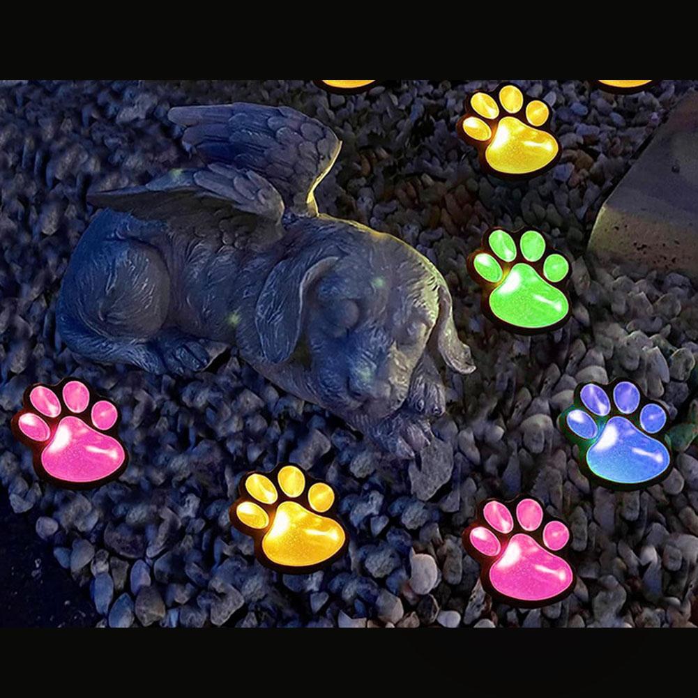 All-Weather Resistant Paw Print Outdoor Lights Solar Garden Lights