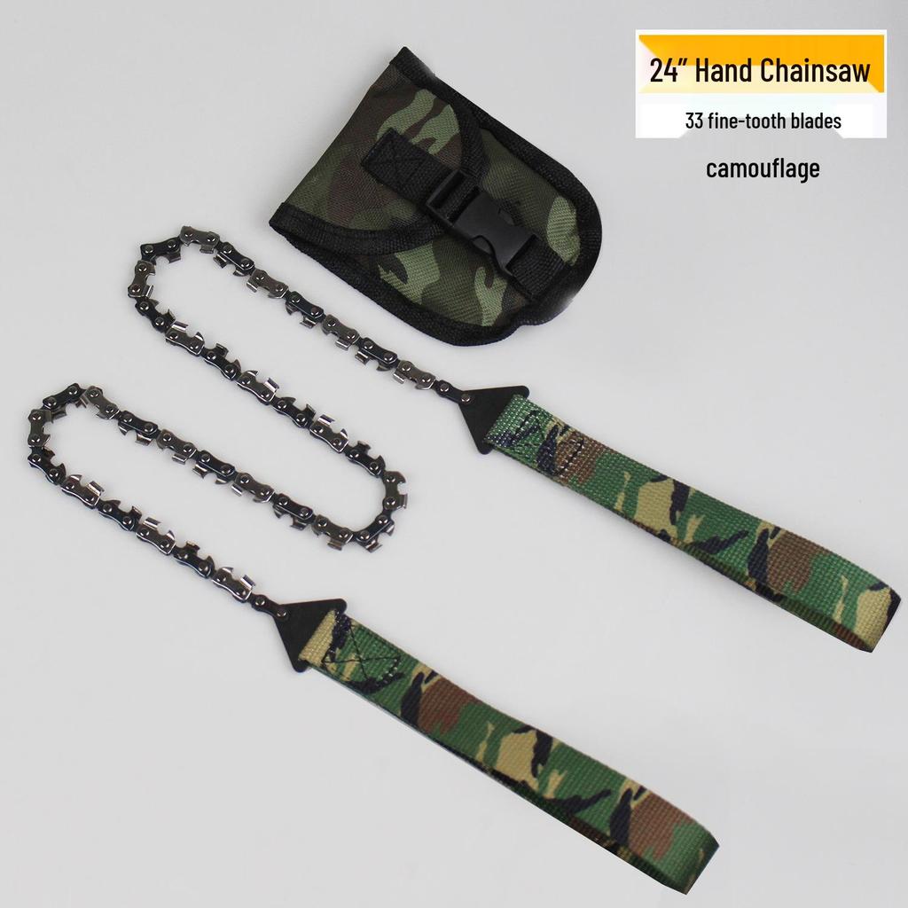 24" 33-Tooth Portable Hand Pull Chainsaw for Outdoor Camping and Survival
