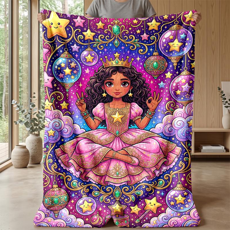 Magical Princess Sparkle Theme blanket Lightweight Warm Flannel Blanket Decorative Throw Blanket for Home Decoration