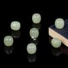 Natural Hetian Jade Green Barrel Beads Bracelet, DIY White Jade Hand String