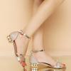 2022 Korean Patent Leather Low Chunky Heel Open Toe Closed Heel Strap Women's Sandals