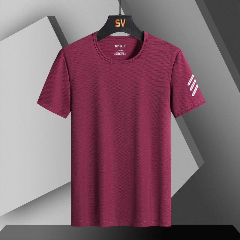 Ledové hedvábné cool tričko s krátkým rukávem Pánské tričko s polovičními rukávy větší velikosti Fitness tričko Top