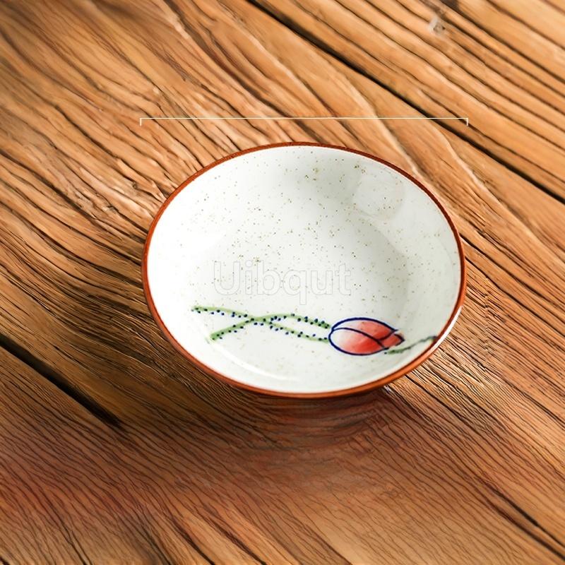 Ceramic Seasoning Small Dish Japanese Willow Porcelain Pepper Taste Dish Round Small Plate Dipping Saucer Dish Kitchen Tableware