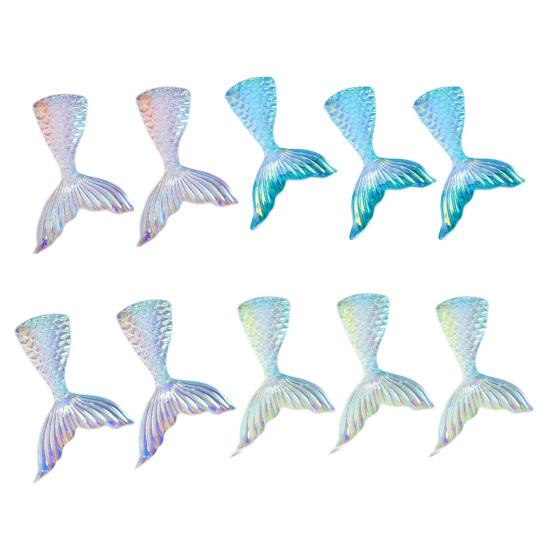 10Pcs Resin Accessories Shiny Lovely Flat Colorful Fish Tail Mini Back Ornament Tail Mermaid Charms Hairbow