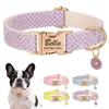 Custom Dog Collar Bling Nylon Dog Collars With Flower Tag Free Engraving Pet Name Buckle Necklace For Small Medium Large Dogs
