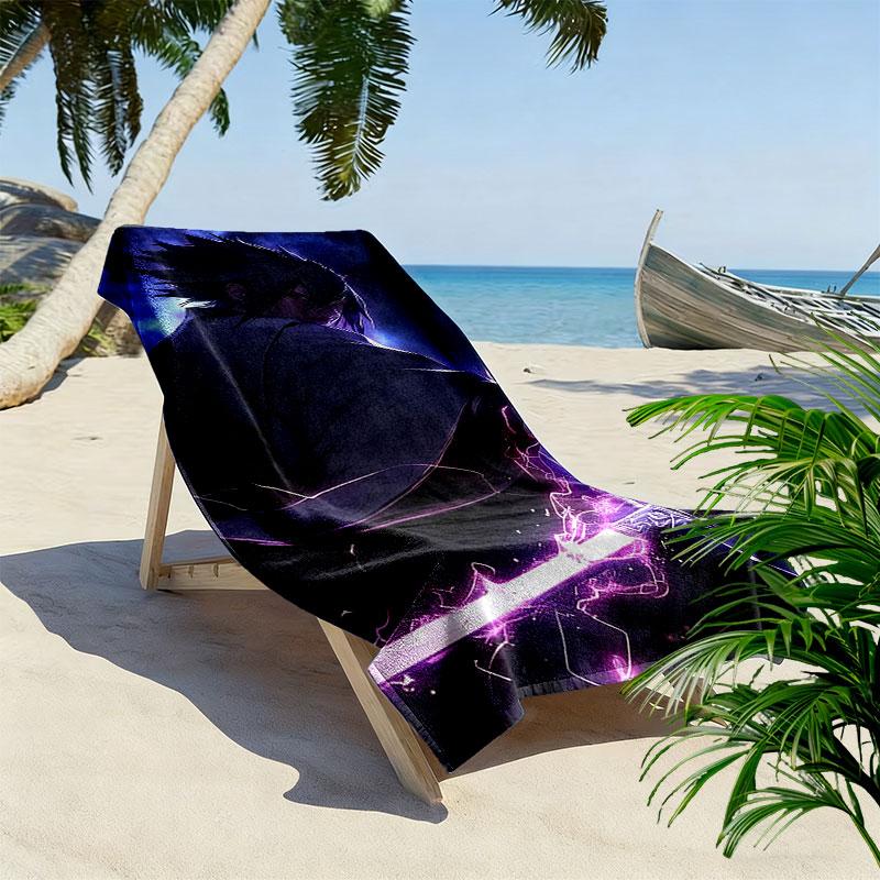 Sasuke Naruto Print Beach Towel, Large Soft Quick Dry Towel for Beach Camping Swimming
