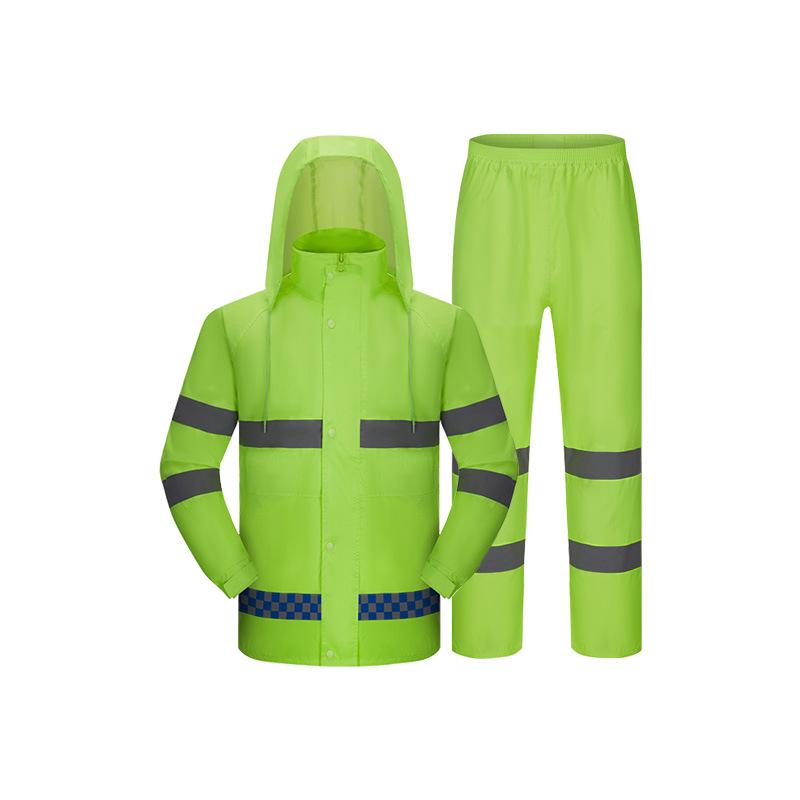 Reflective Raincoat and Rain Pants Set for Outdoor Traffic Duty and Flood Control