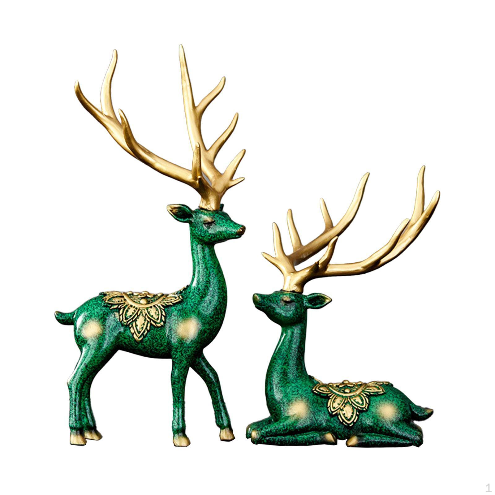 

Набор из 2 фигурок оленей для домашнего декора и подарка зелёный