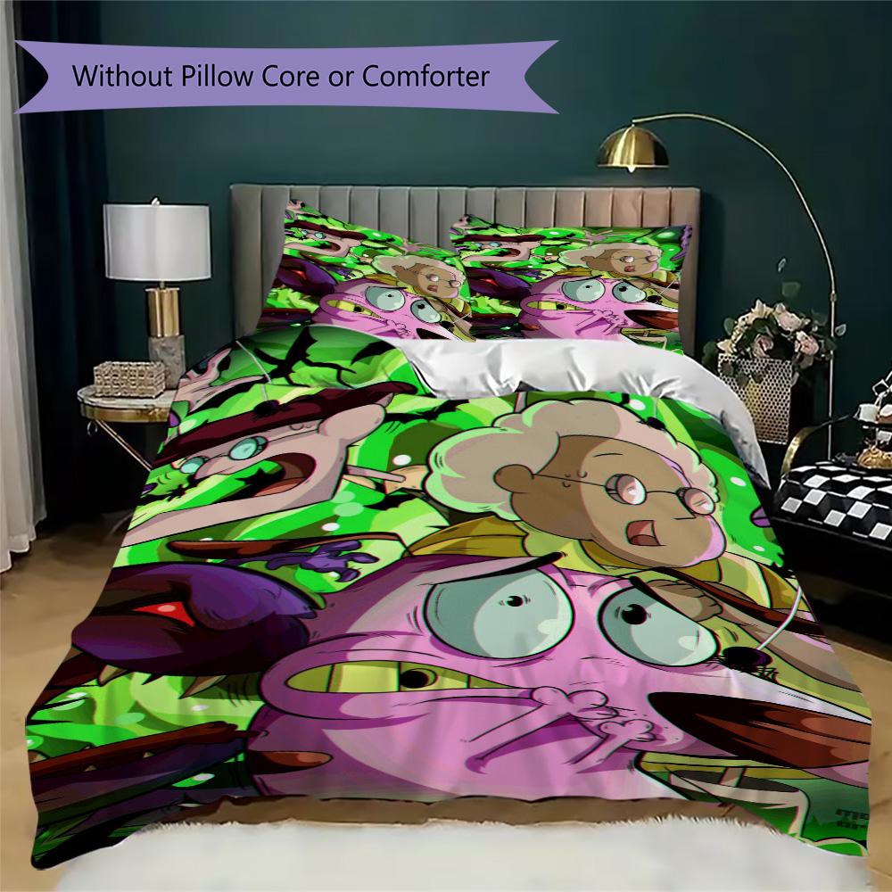 Courage the Cowardly Dog Pattern Bedding,Quilt Set Quilt Cover Pillowcase Home Birthday Gift (1*duvet Cover+2*pillowcase,without core)SSJT0917204