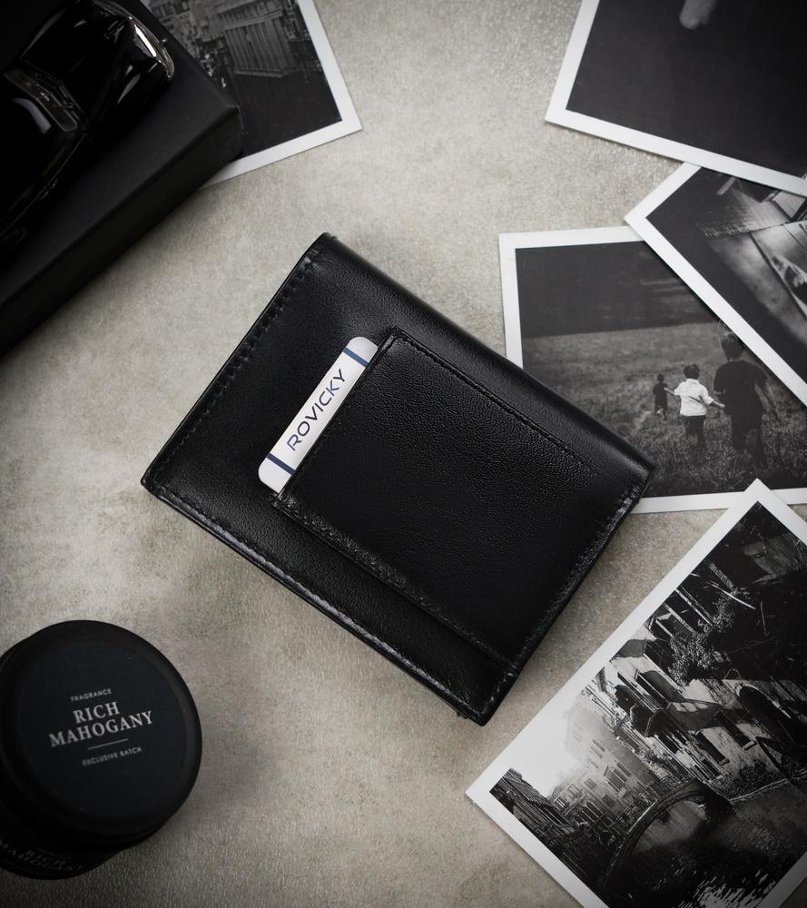 Black Leather Men's Wallet with RFID Protect - Cavaldi