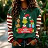Women's Long Sleeve Neck Pullover Sweatshirt with Christmas Holiday Print for Casual Daily Wear