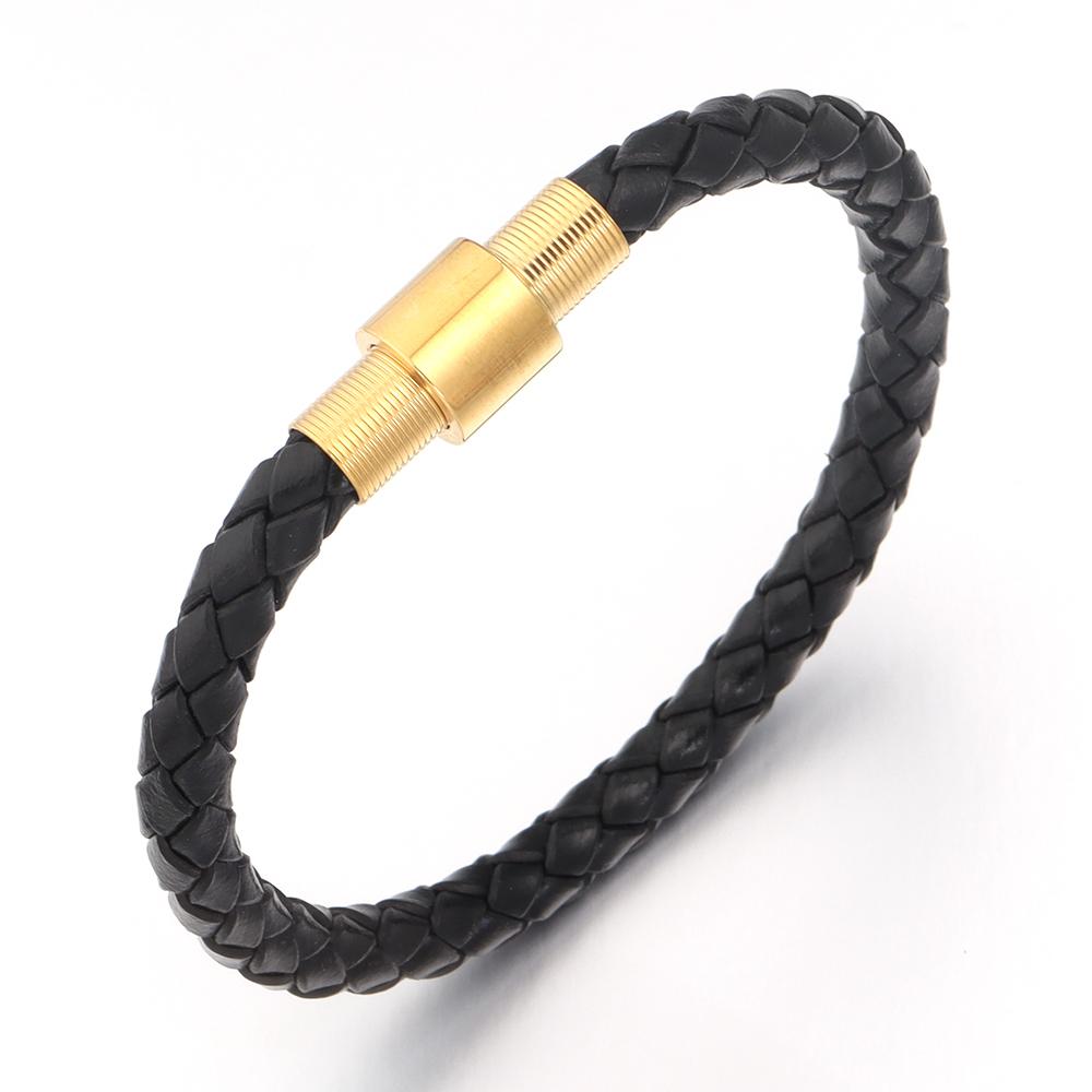 Vintage Leather Bracelet Stainless Steel Magnetic Clasp Braided Cord Rope For Men Fashion Design Simple Handmade Jewelry Gifts