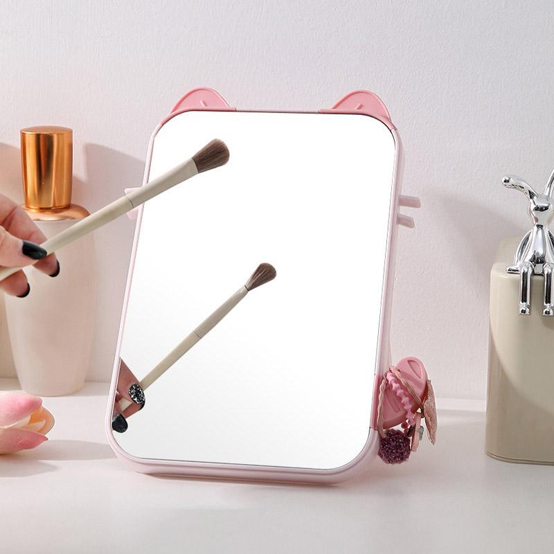 Small Folding Makeup Mirror Portable Handheld Makeup Mirror Student Dormitory Desktop Compact Mirror Dressing Tool