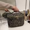 Vintage Leopard Makeup Bag for Women Girl Large Capacity Travel Cosmetic Case Bag Zipper Tote Lipstick Toiletry Pouch