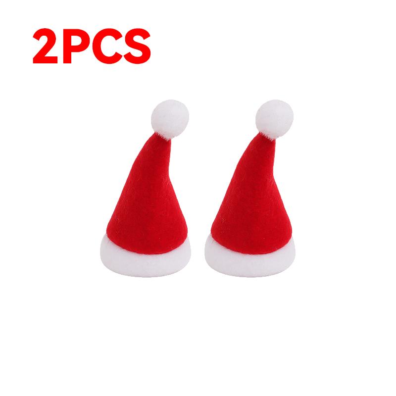200/2 ks Mini Santa Claus Čepice Sametové Zátky Lahve Vína Víčka od Lízátka Vánoční Stojan na Nádobí Taška Čepice Vánoční Párty Dekorace Na Jídelní Stůl