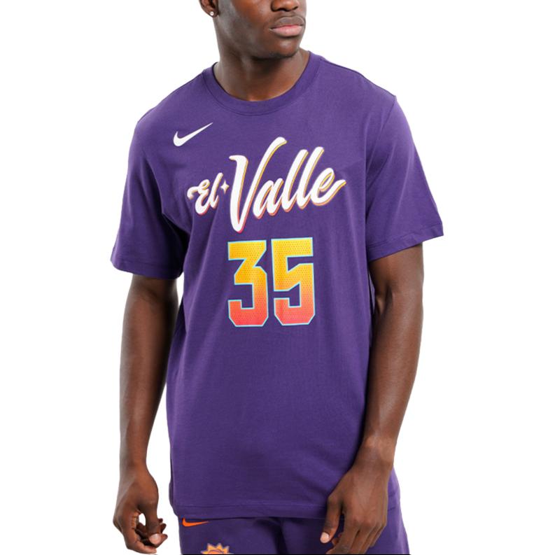 Nike Crew Neck Pullover Printed Letter Short Sleeve Basketball Jersey Kevin Durant 35 Phoenix Suns Men jersey Dark-Blue FN1233-535