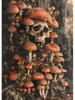 Halloween Terror Mushrooms Skeleton Ghost In Dark Forest Rhinestone Embroidery Vintage Wall Art Woodland Art Home Decor 5D DIY