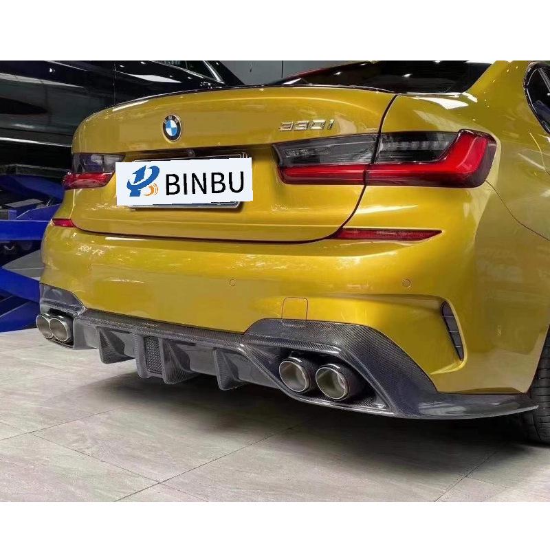 BMW 3 Series G20/G28 Carbon Fiber Rear Diffuser Lip with Lights - Rear Bumper Upgrade