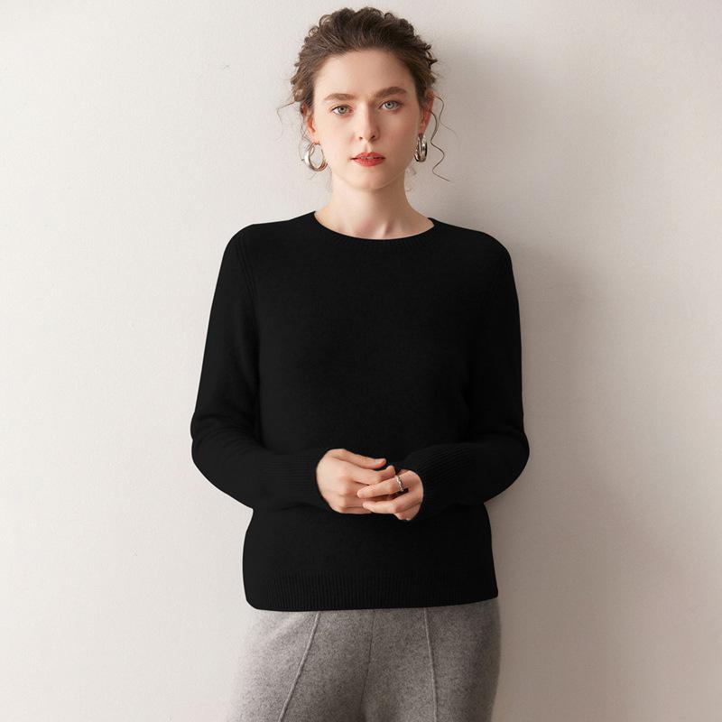 Women's Cashmere Crew Neck Sweater - Soft Knitted Pullover for Autumn/Winter
