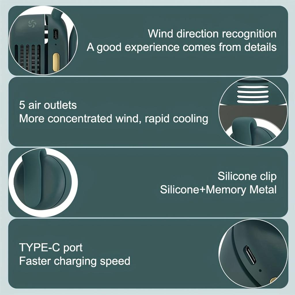 Mini Portable Silent Bladeless Fan Small Clip On Shirt Waist Adjustable Suitable For Shirts And Waist, Portable Small Bladeless Fan 3-speed