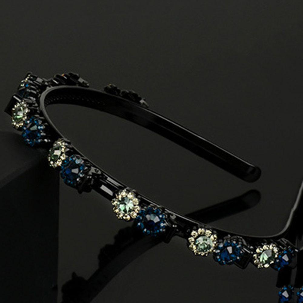 hair artifact Flower Rhinestone Weave Head Hoop Black Braided Hair Clip Styling Tool Toothed Clip