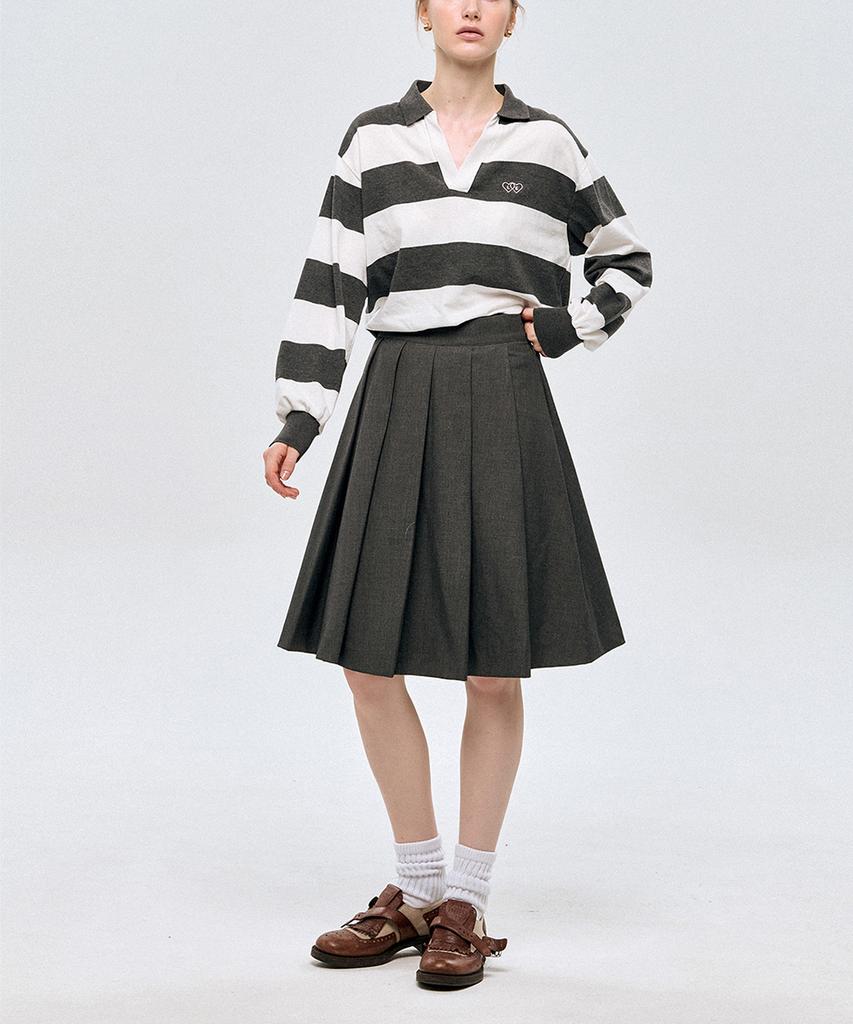 Le Sonnet Classic Pleated Wool Skirt Grey
