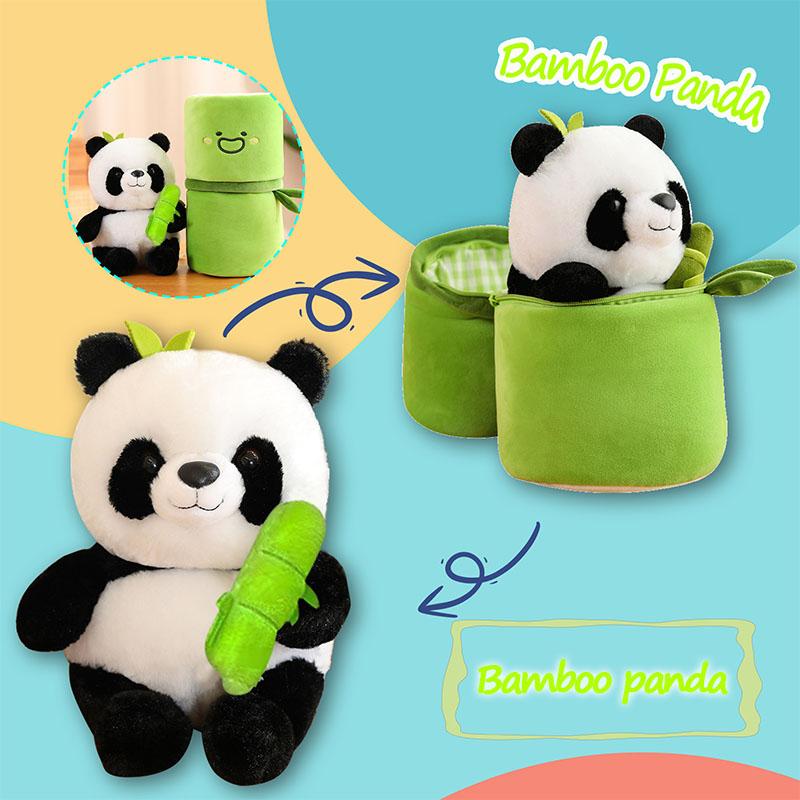 New Bamboo Panda Plush Stuffed Toy Soft Bamboo Bag Simulation Stuffed Panda Cute Pillow Panda Cat Doll Childen's Birthday Gift