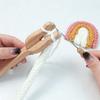 4 Pegs Wooden Knitting Fork With Bent Tip Knitting Hook and Sewing Needle For Scarves Blanket Hat Bag Home Decoration