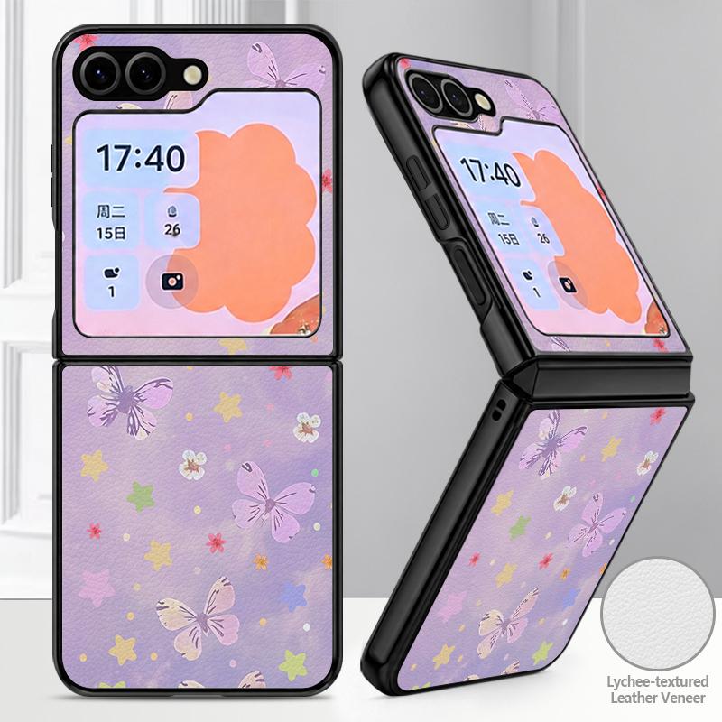 Luxury Butterfly Print Case For Samsung Galaxy Z Fold 8 Ultra 7 6 5 Fold8 Fold7 Fold6 Luxury Leather Skin Hard Folding Phone Cover