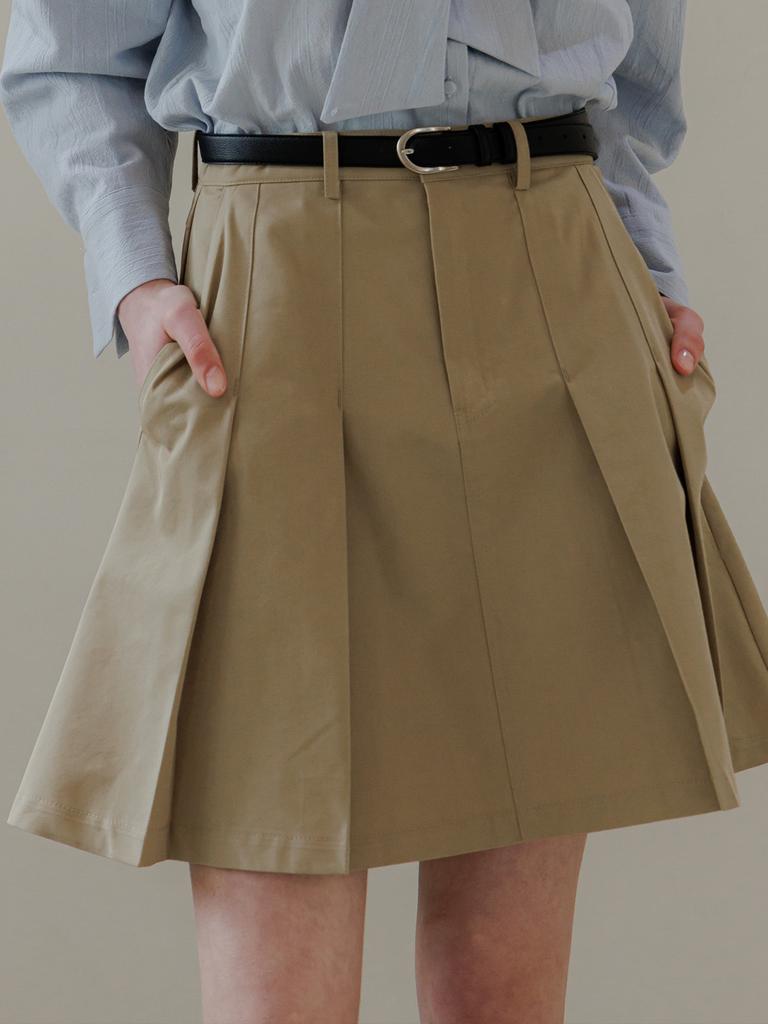 EIGHT DAYS A WEEK Pleated Cotton Skirt Beige Ad380