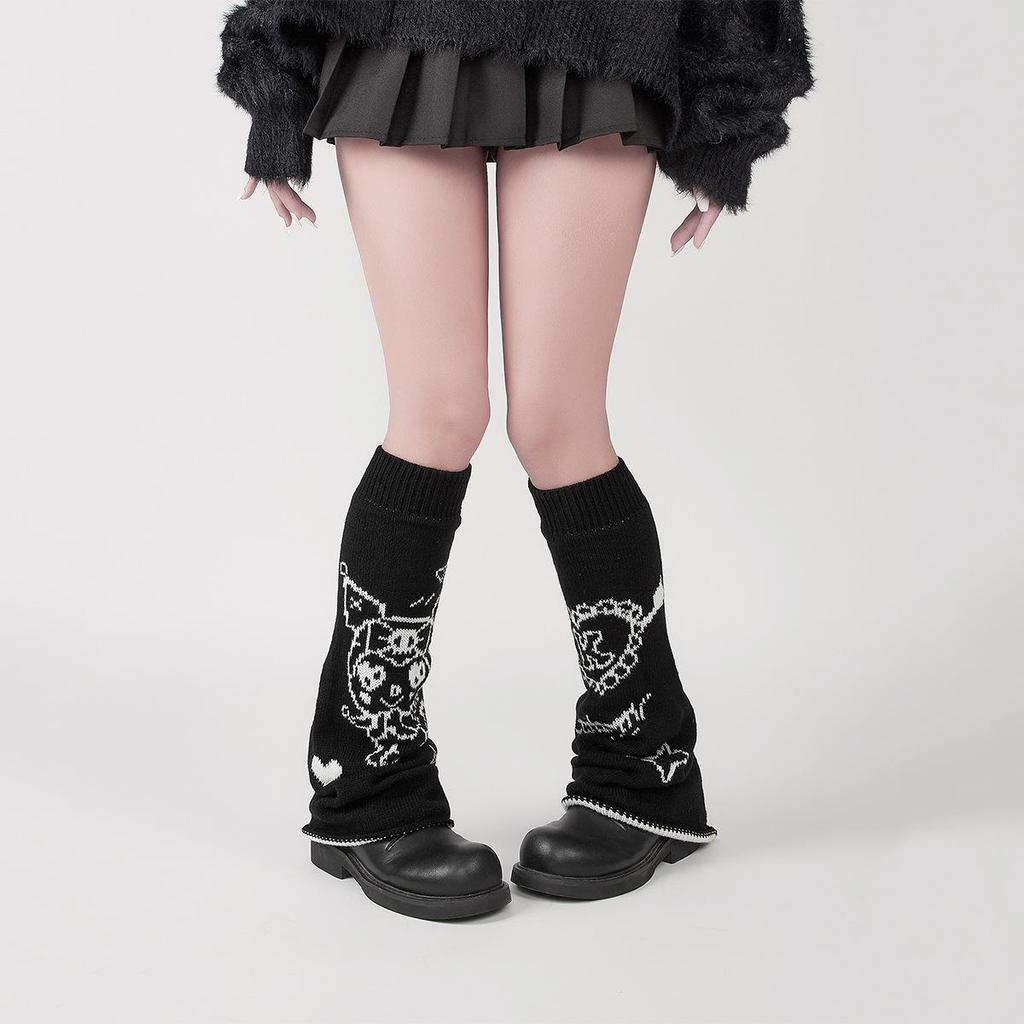 Asymmetric Skull Y2K Knitted Long Warmers: Lolita Wide Leg JK Girl Socks