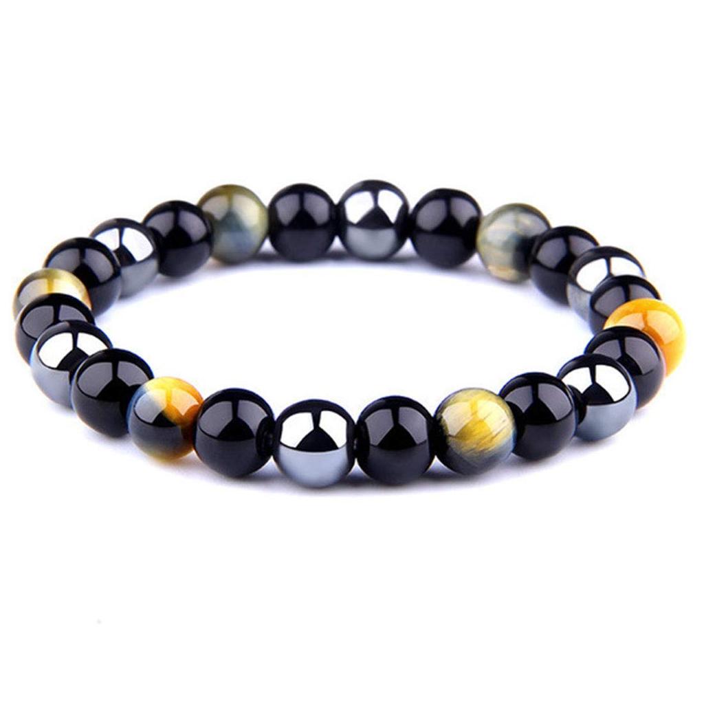 Deelfel Power Stone Bracelet for Men and Women, Love, Protection from Evil, Tiger Eye Bracelet, 19cm, Prayer Beads, Good Fortune, Wealth, Natural