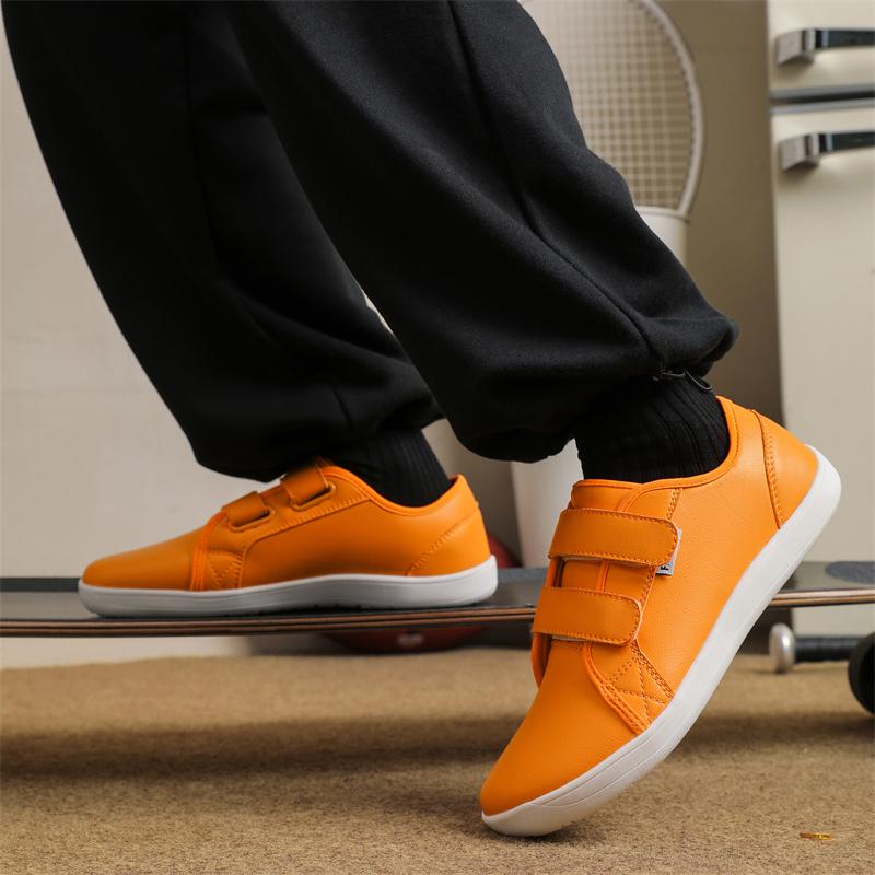 Men Barefoot Casual Flats Wide Palm Driving Shoes orange color Wide Head Walking Shoes White Shoes Large Size