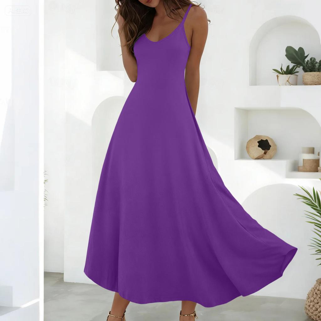 Summer Dresses For Women Dresses Long Flowy A Line Sleeveless Sundresses With Pockets
