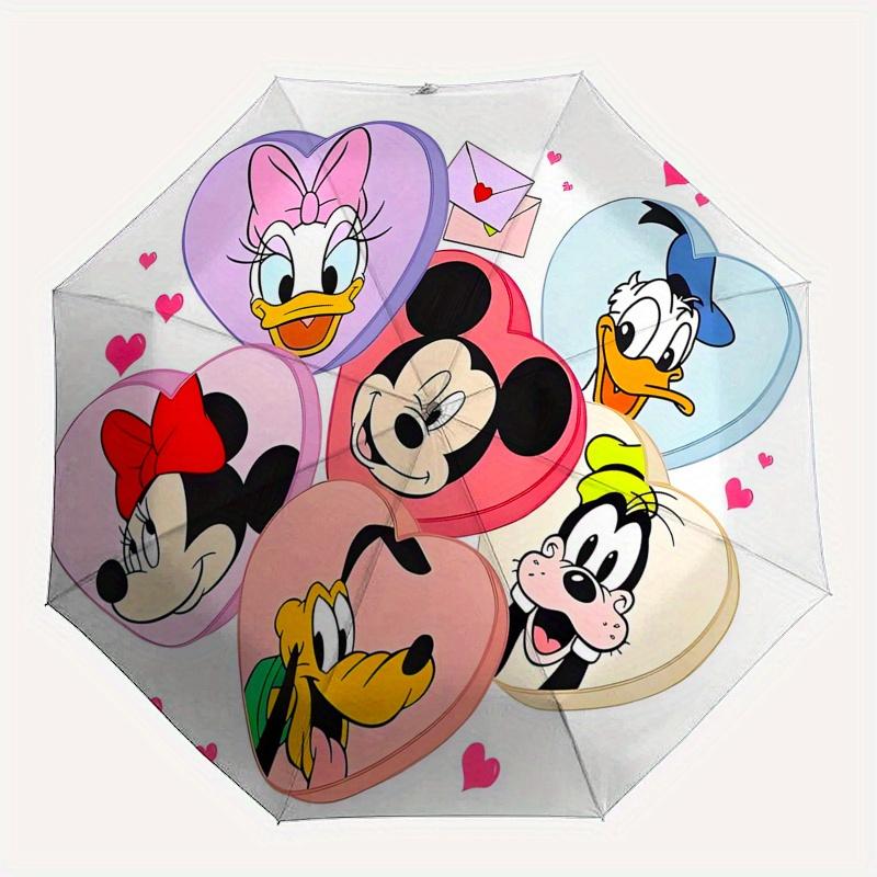 Mickey Mouse,Valentine's Day Automatic Umbrella - Tri-fold Portable Umbrella, Best Holiday Gift for Men and Women, Durable Iron Frame, Playf