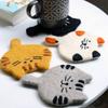1PC Mugs Cup Cute Table Mat Heatproof For Coffee Cartoon Wool Felt Handmade Placemat Kitten Coaster