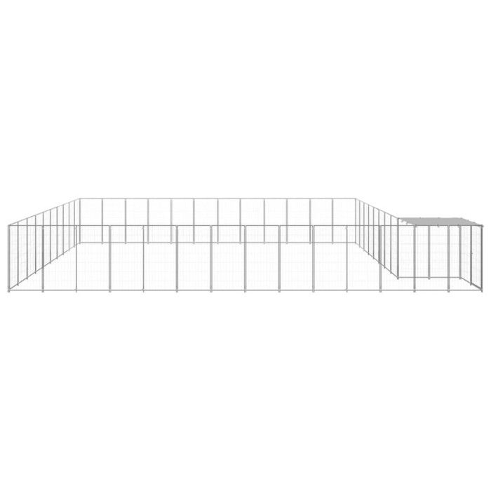 VidaXL Chenil Argenté 37,51 m² Acier Enclos pour Chiots Cage Chiens Extérieur 3082248