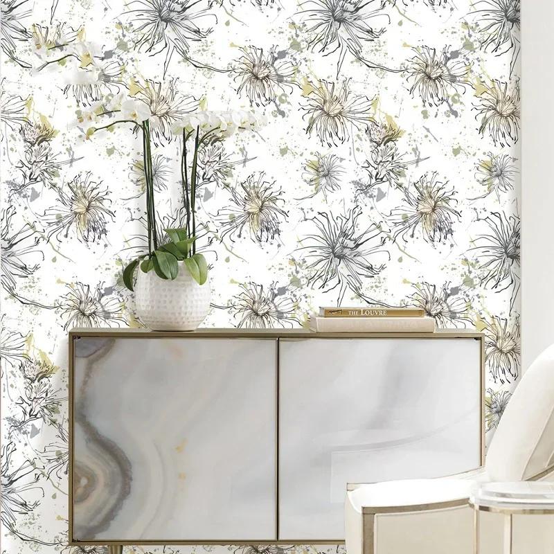 

Modern Flower Peeling Wallpaper Natural Flower Self-Adhesive Wallpaper Waterproof Detachable Leaf Wallpaper Home Decor Quality 44CMX1M