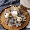 Herbstlicher Kerzenring aus künstlichen Ahornblättern, Erntedankkranz, Ringhalter, kleiner Kranz, Säulenkerzenhalter, Kranz, Festdekoration