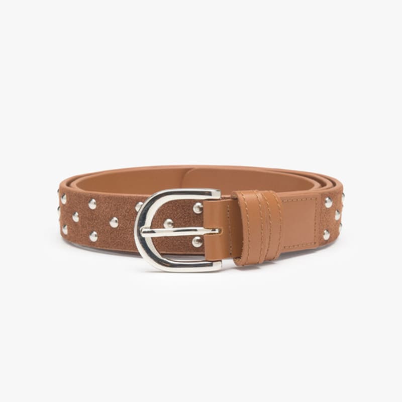 

LOSESLEEPOVER LEATHER SUEDE STUD DOT belt_ BROWN BROWN