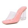 Transparent Thick Heel High Heel Cool Slippers Large Size High Heels Summer New Fish Mouth Drag Huidong Women's Shoes