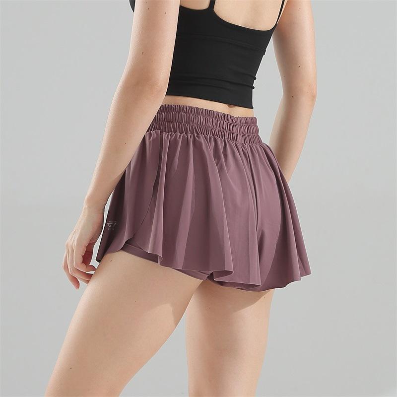 

2 в 1 поддельные шорты-бабочки из двух предметов, спортивные шорты с высокой талией для женщин, тренировки на велосипеде, бег, йога, тренажерный зал, теннис S фиолетовый