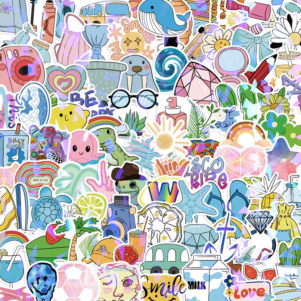 10/50/100/200pcs Kawaii Colorful Cartoon Stickers for Laptop Phone Case Waterproof Artsy Aesthetic Decals INS Sticker Toys