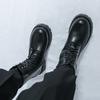 Fashion Thick soled high top men's leather shoes Fashion and minimalist styles Party OUTDOOR  Black brown autumn and winter boots