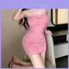 Cotton Off Shoulder Dress With Bow Tie And Slim Fit For Casual Women